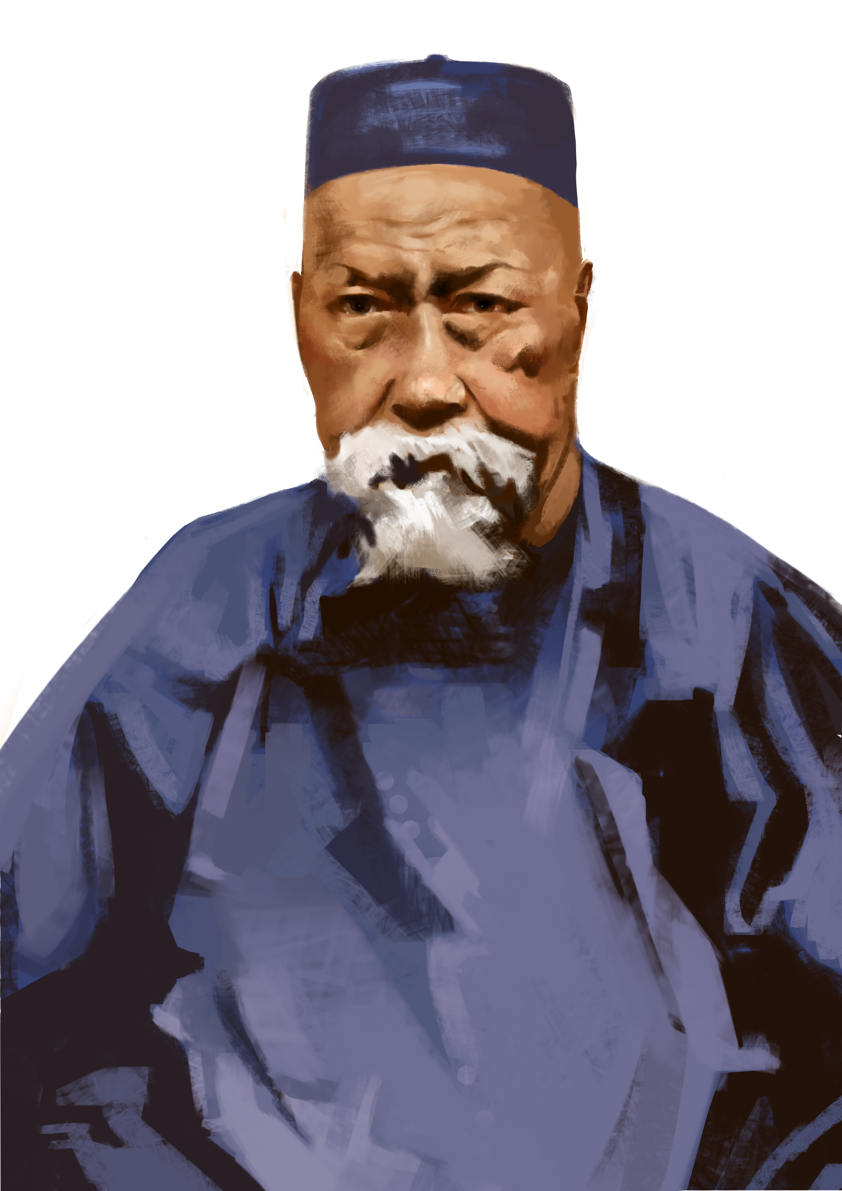 Artwork portrait of Teochew leader Seah Eu Chin, Shawn Seah's direct ancestor. 