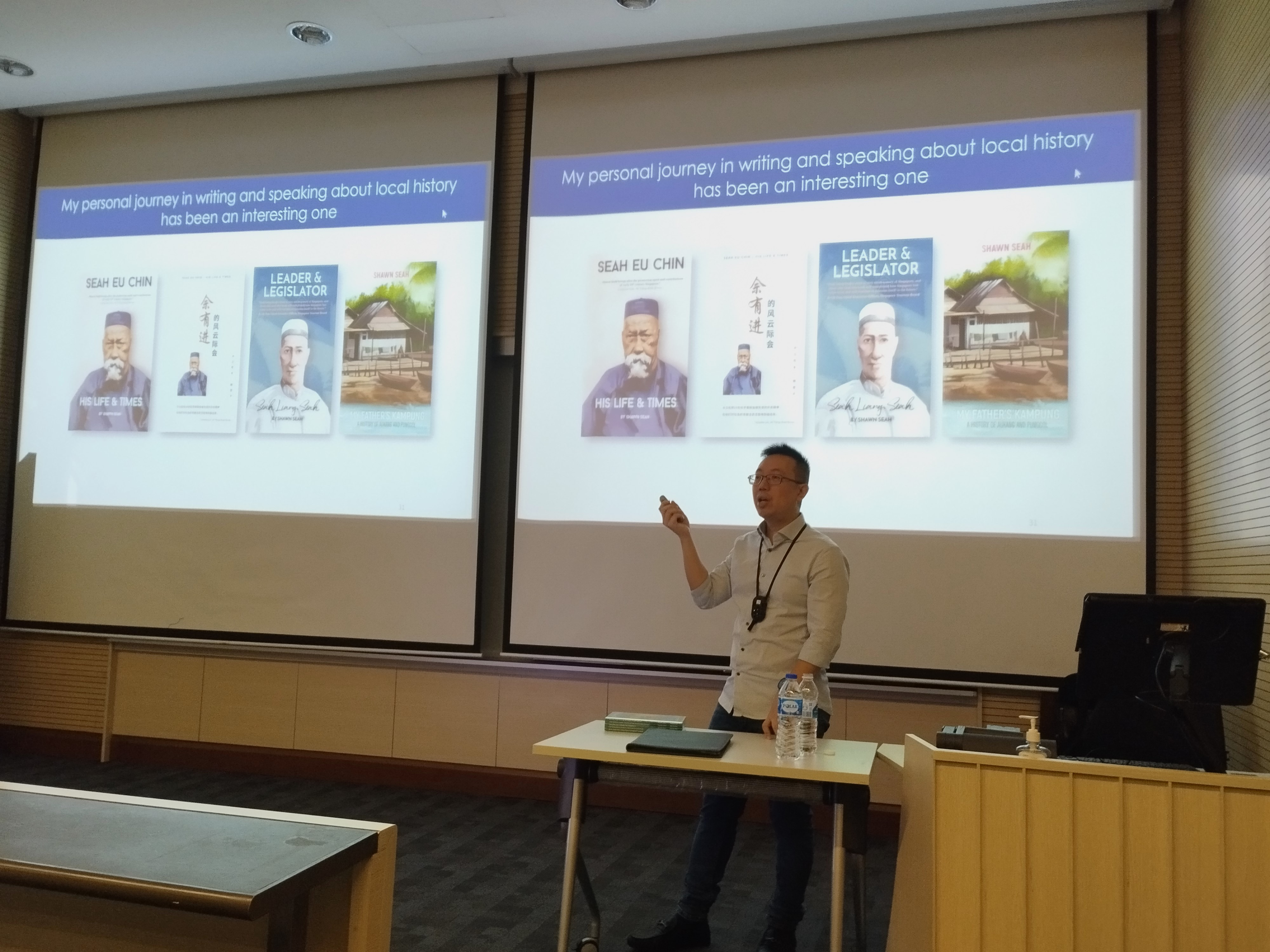 Author and public speaker Shawn Seah giving a guest lecture at the National University of Singapore. 