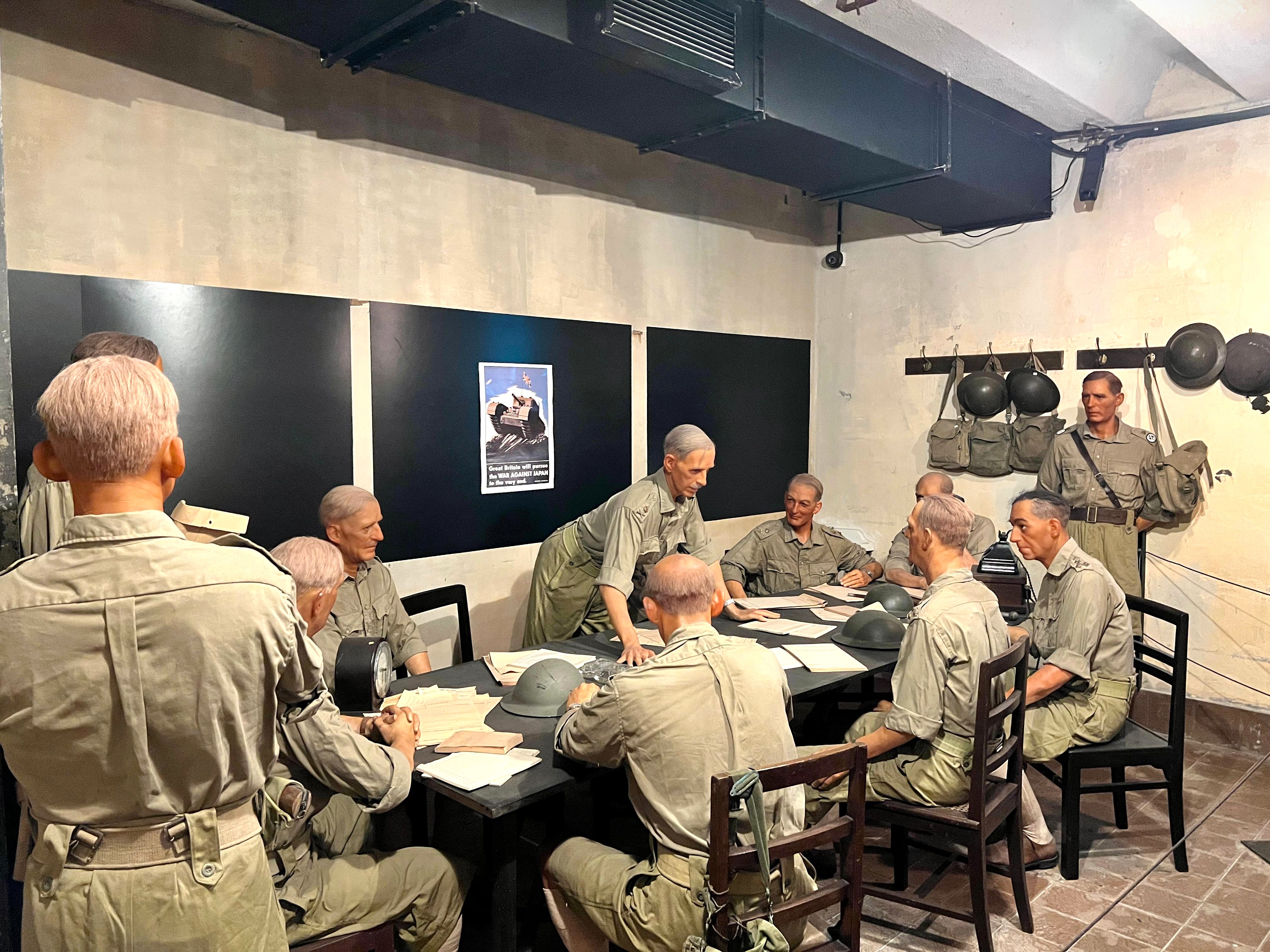 Scene depicting the conference room where Lt General Arthur Percival made the decision to surrender to the invading Japanese forces. 