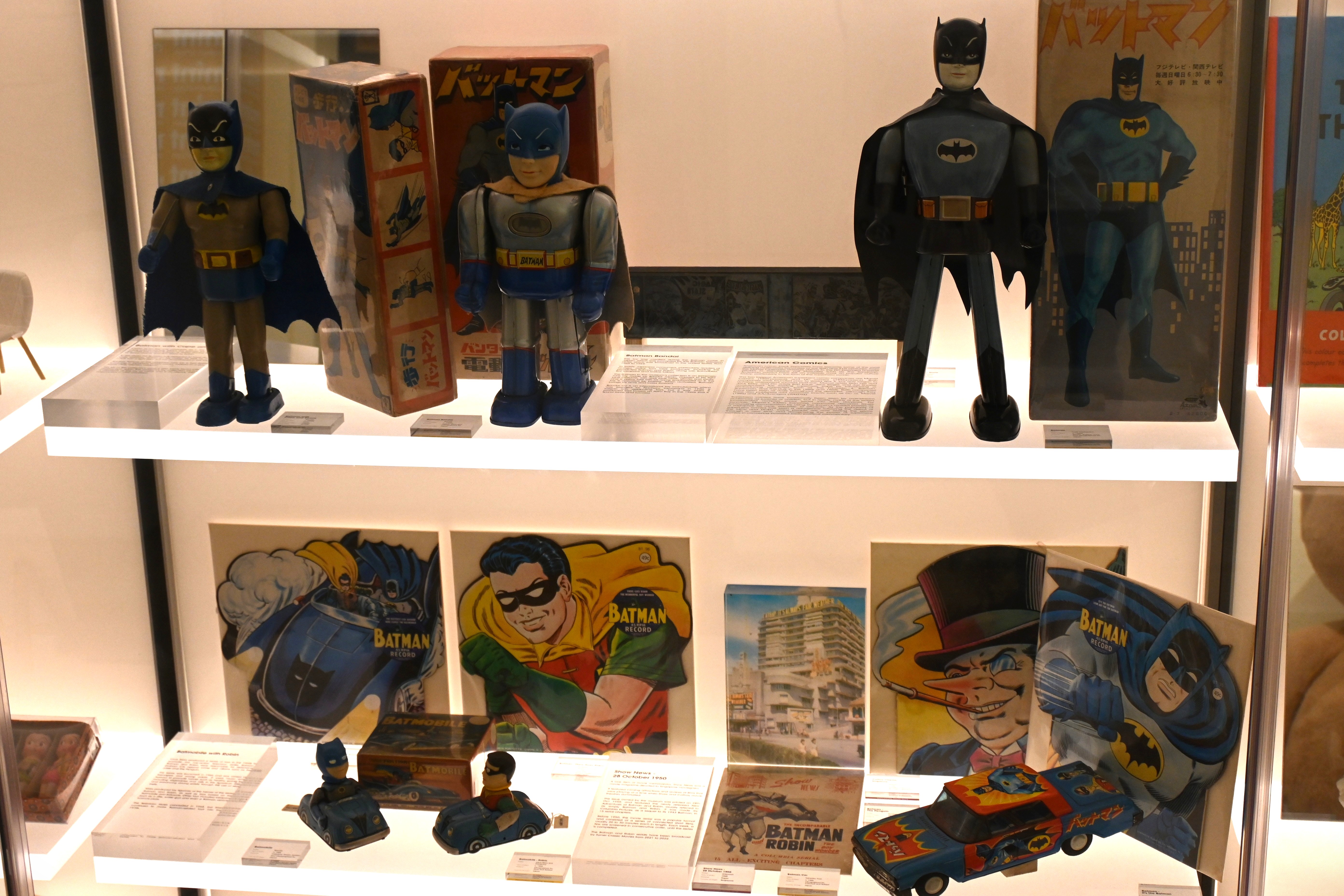 Vintage Batman and Robin toys on display at the MINT Museum of Toys, Singapore. 