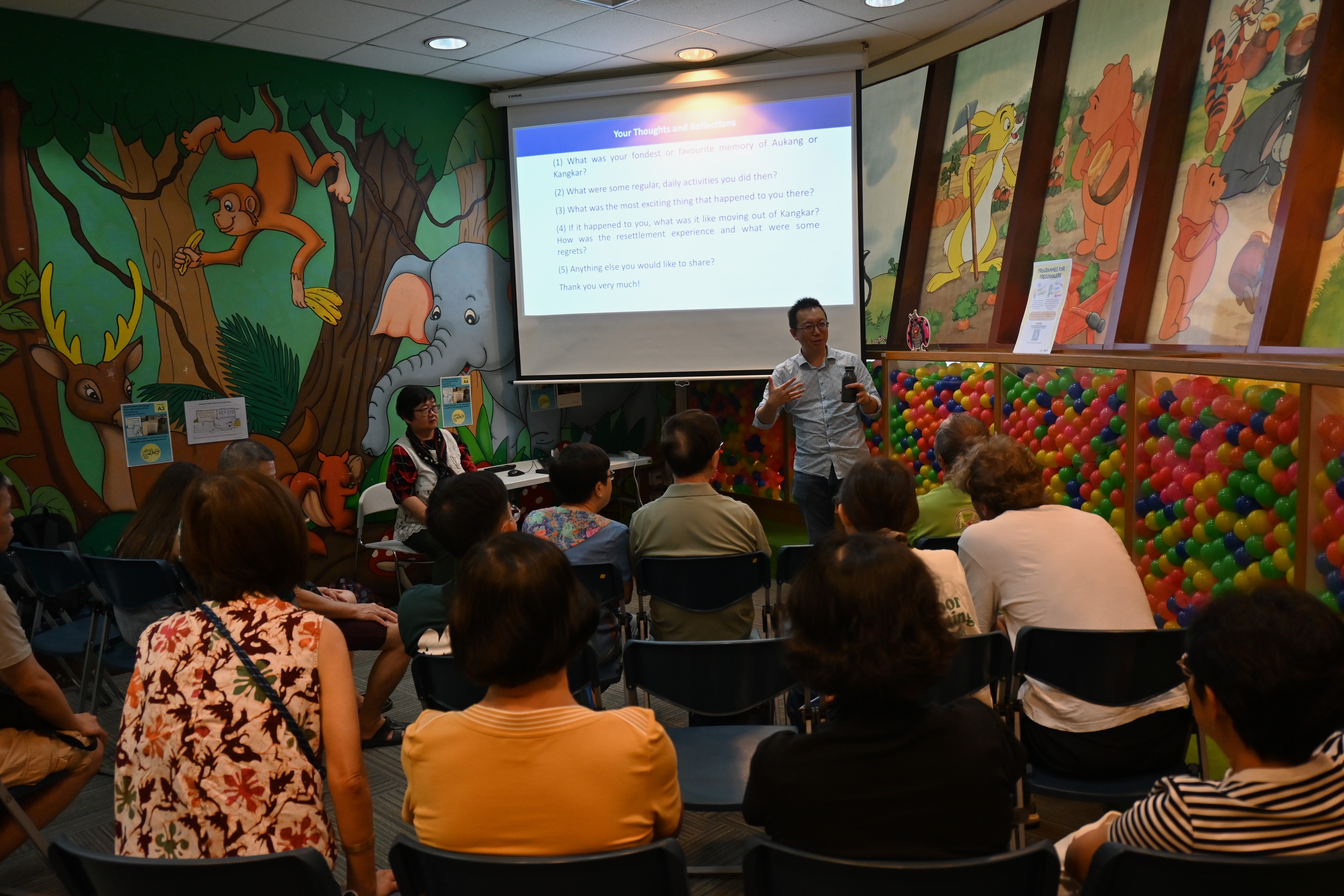 Published author and public speaker Shawn Seah answering questions and engaging with the audience at Cheng San Public Library in 2025. 