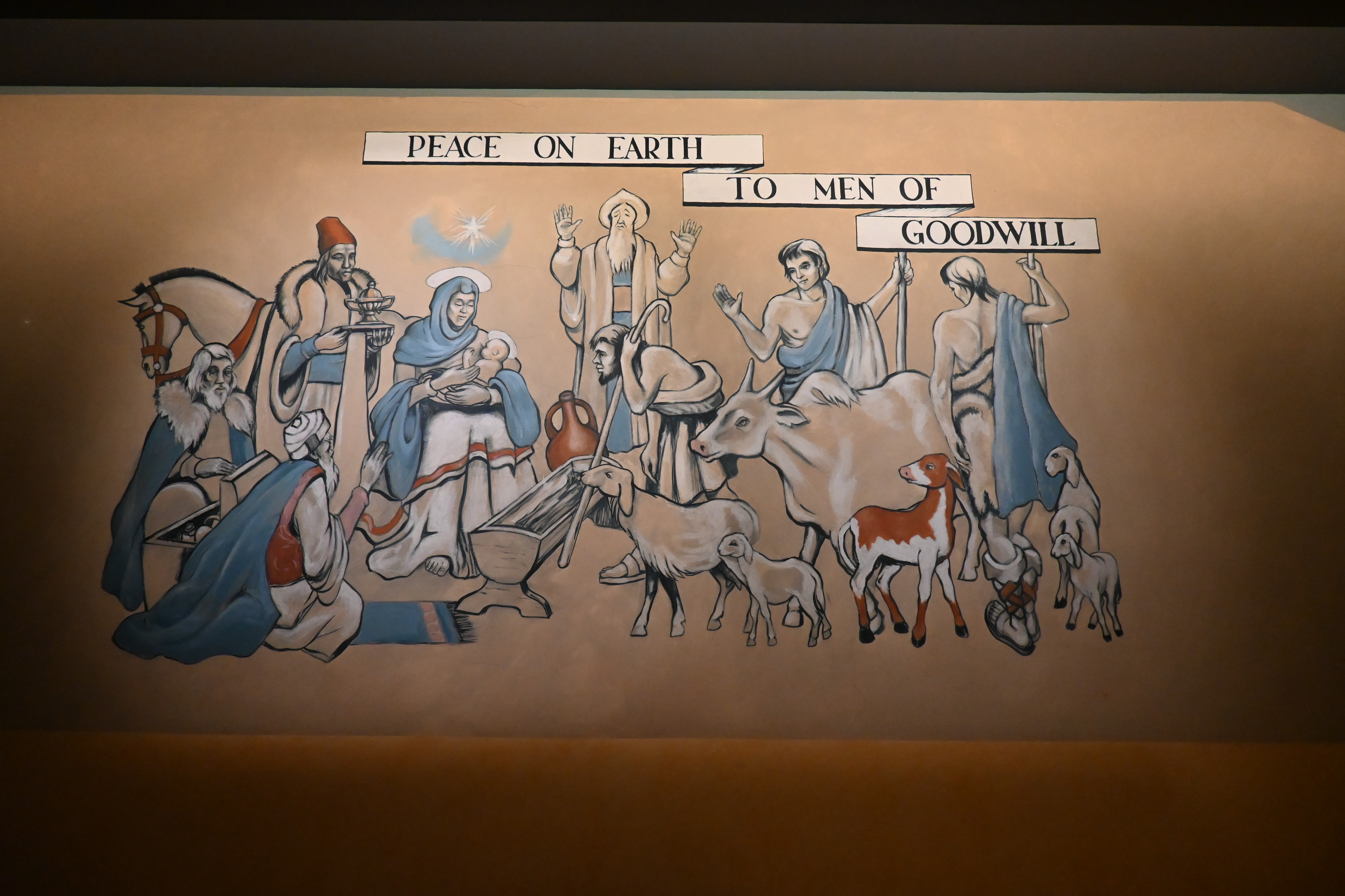 A Christian wall mural at Changi Chapel and Museum. 